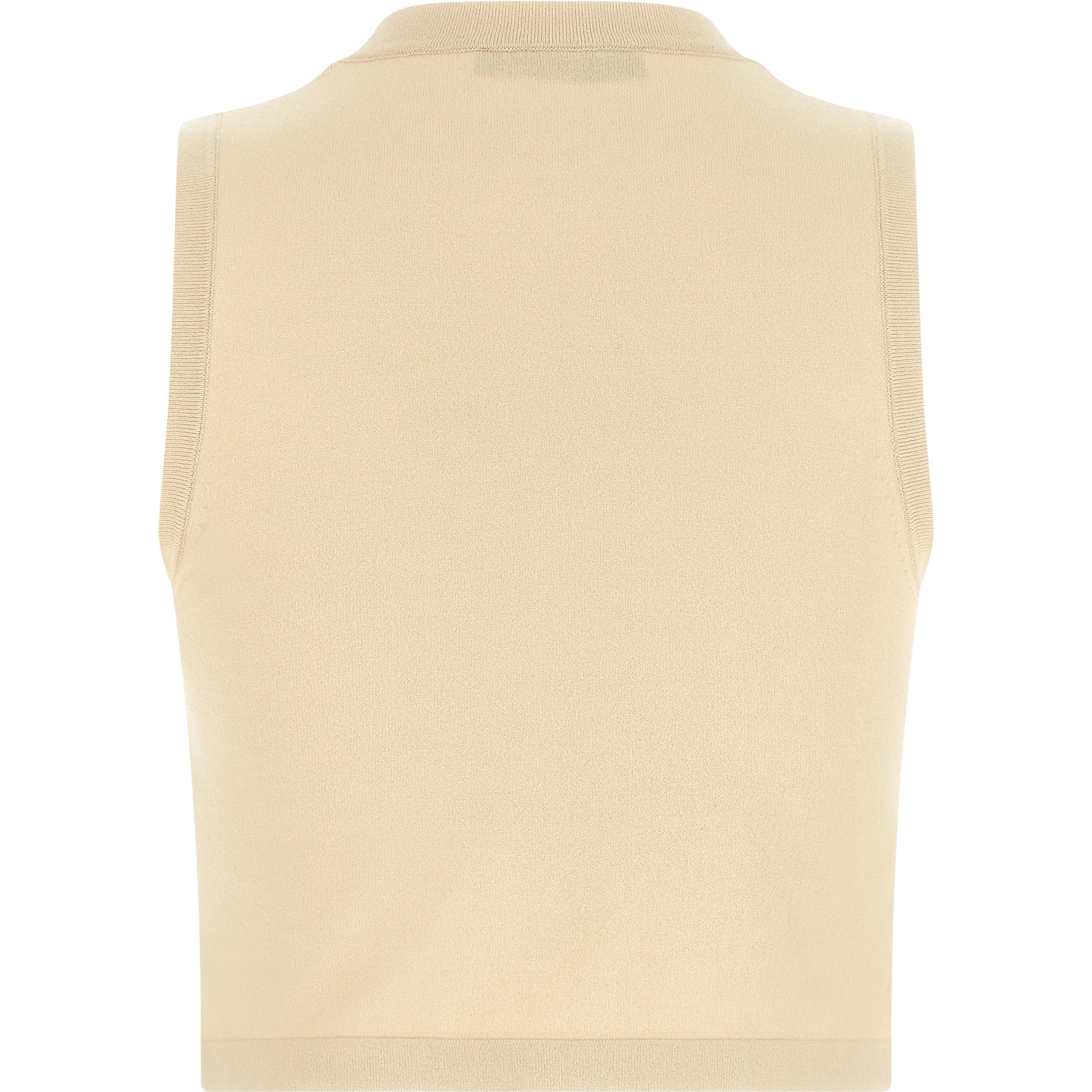 Beige Viscose Sleeveles T-Shirt