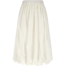 White Cotton Midi Skirt