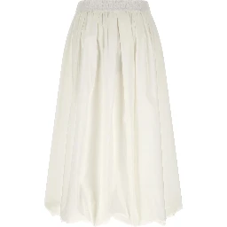 White Cotton Midi Skirt