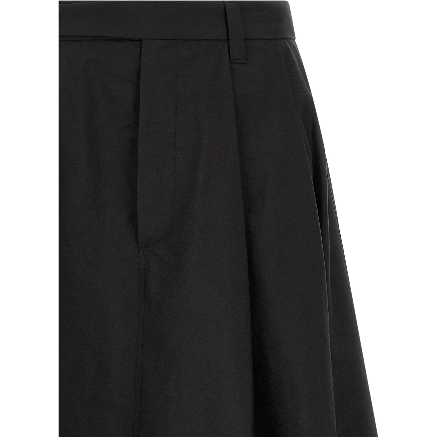 Black Cotton Midi Skirt