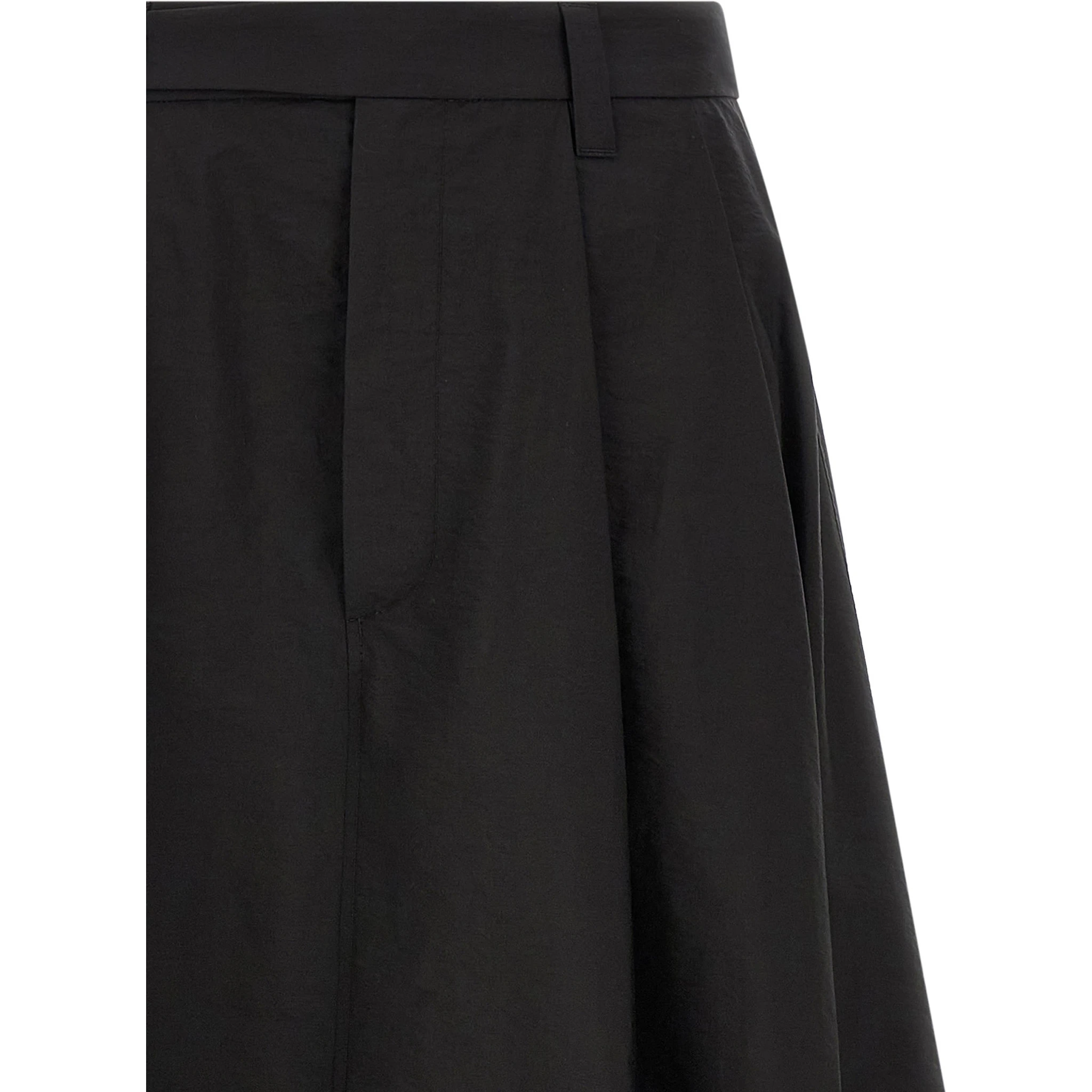 Black Cotton Midi Skirt