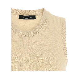 Beige Viscose Sleeveles T-Shirt