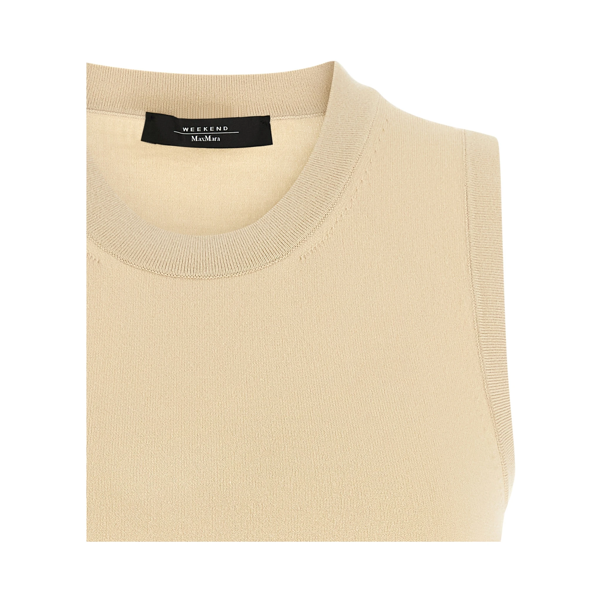Beige Viscose Sleeveles T-Shirt
