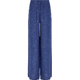 Blue Linen Casual Pants