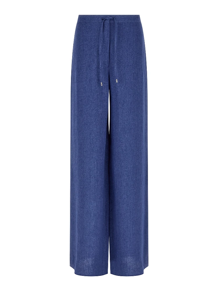 Blue Linen Casual Pants
