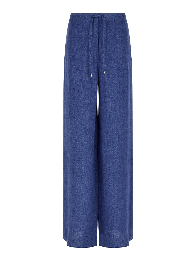 Blue Linen Casual Pants