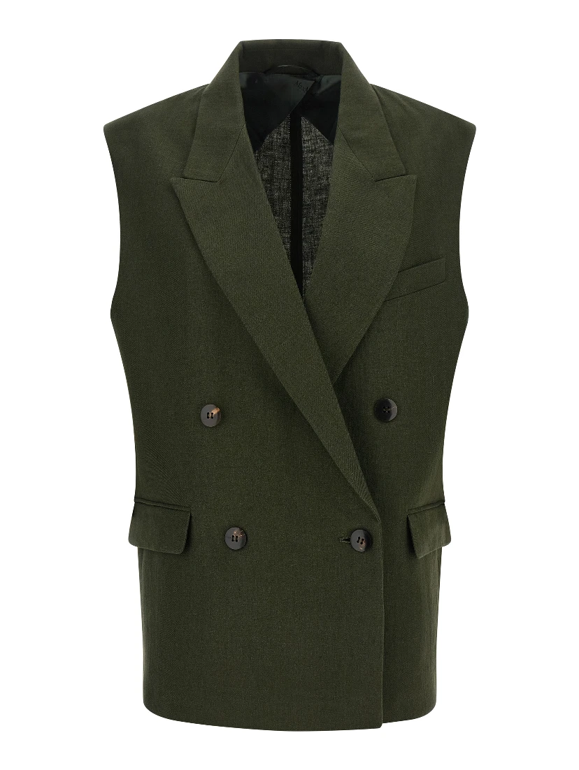 Bicolor Linen Sleeveless Jacket