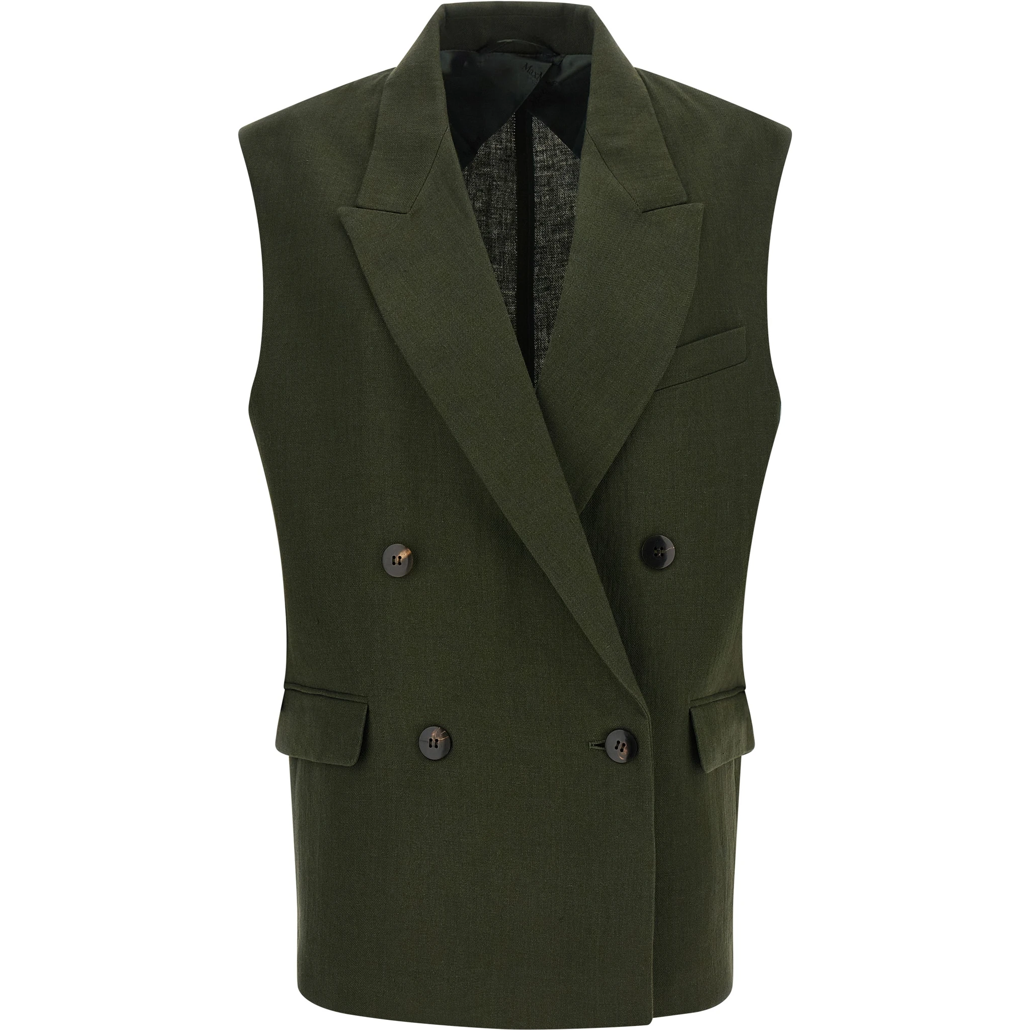 Bicolor Linen Sleeveless Jacket