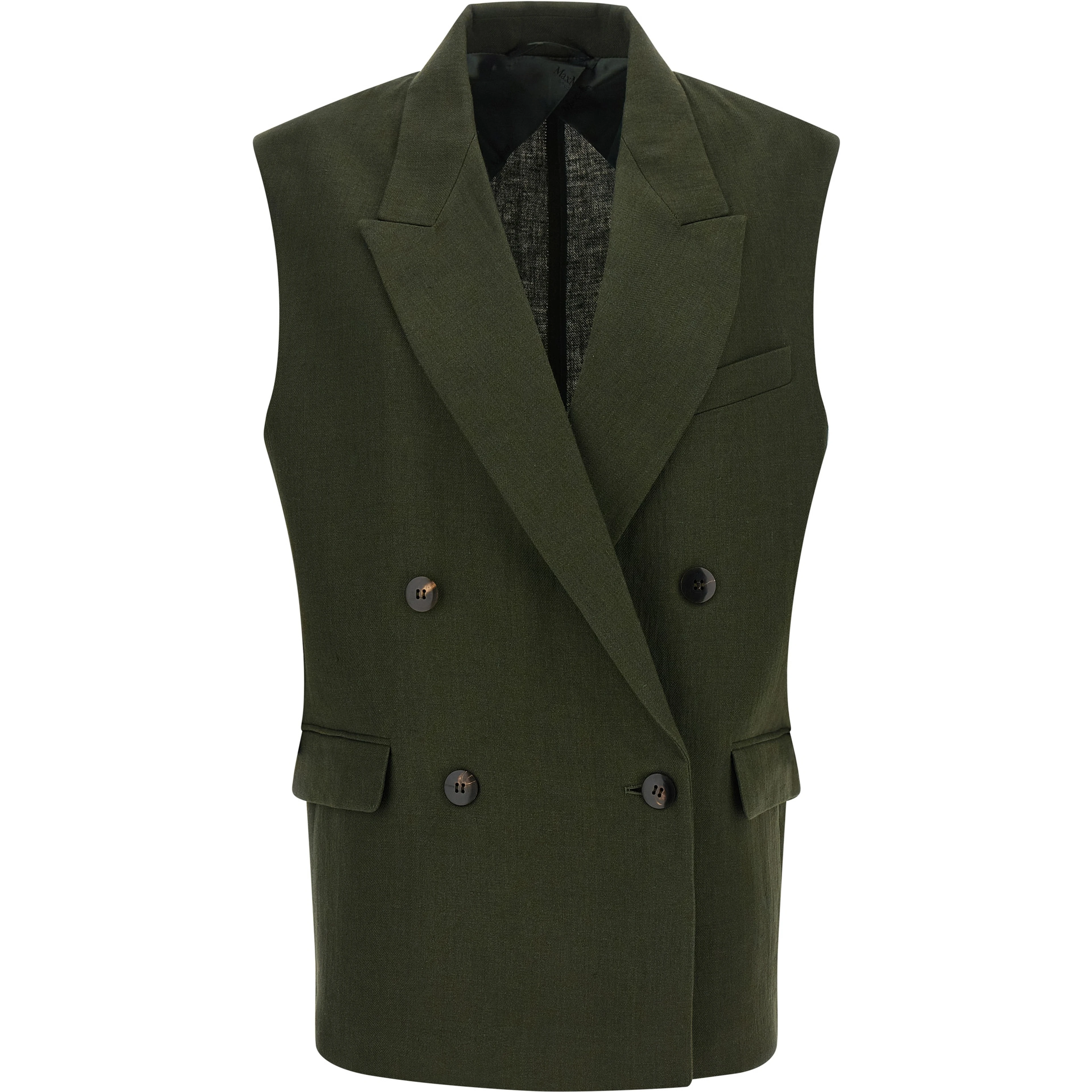 Bicolor Linen Sleeveless Jacket
