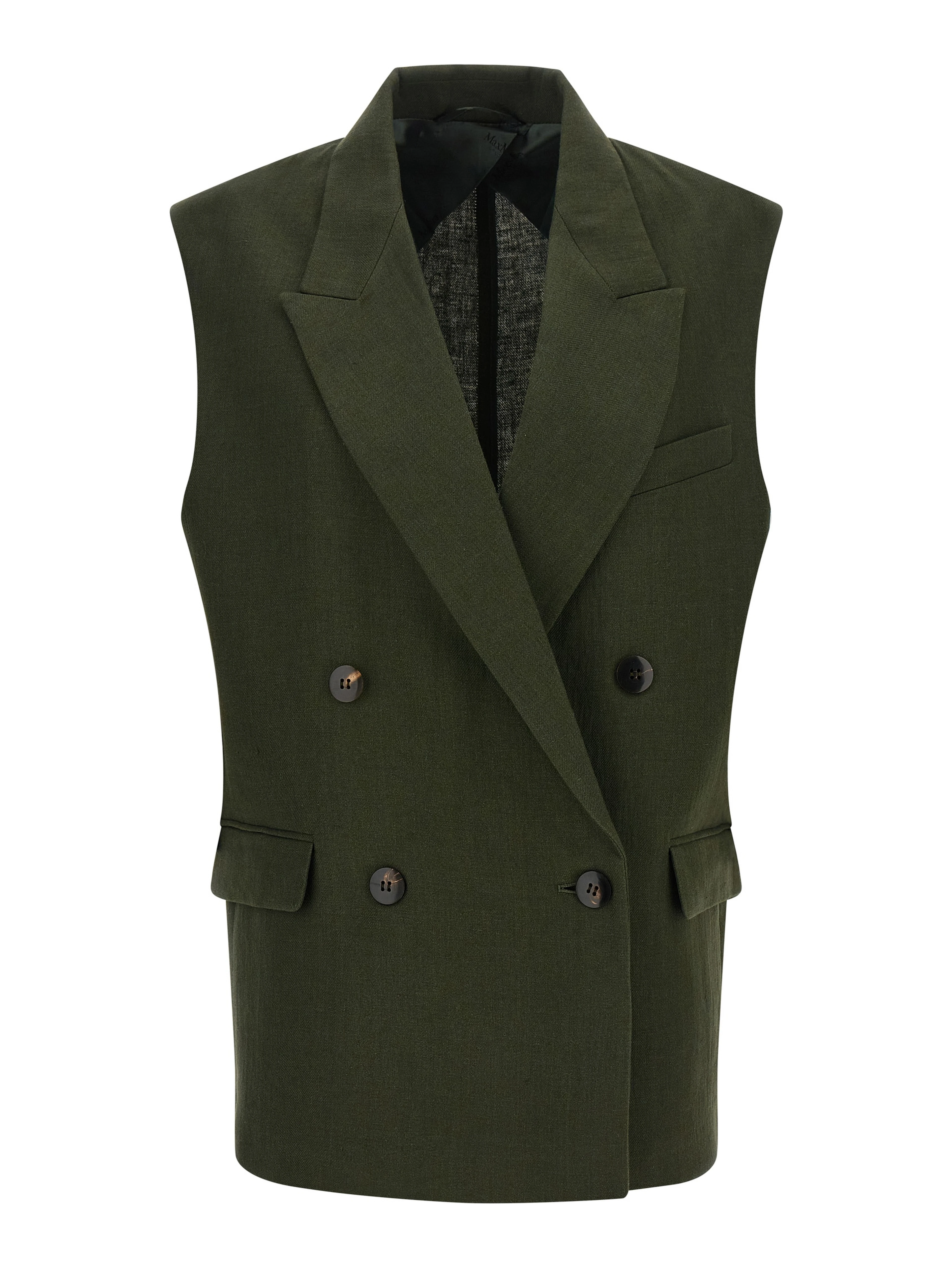 Bicolor Linen Sleeveless Jacket