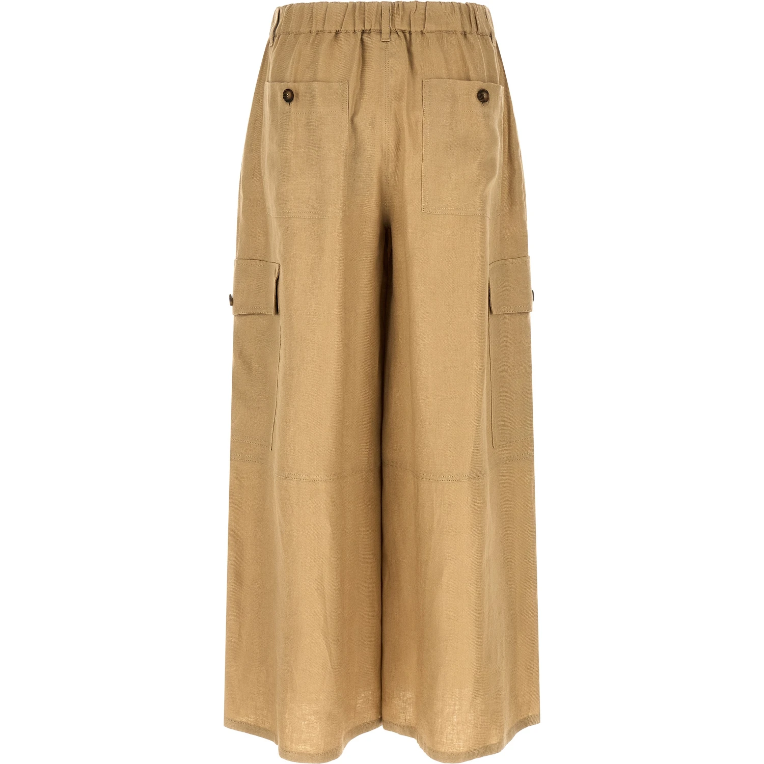 Beige Linen Cargo Pants