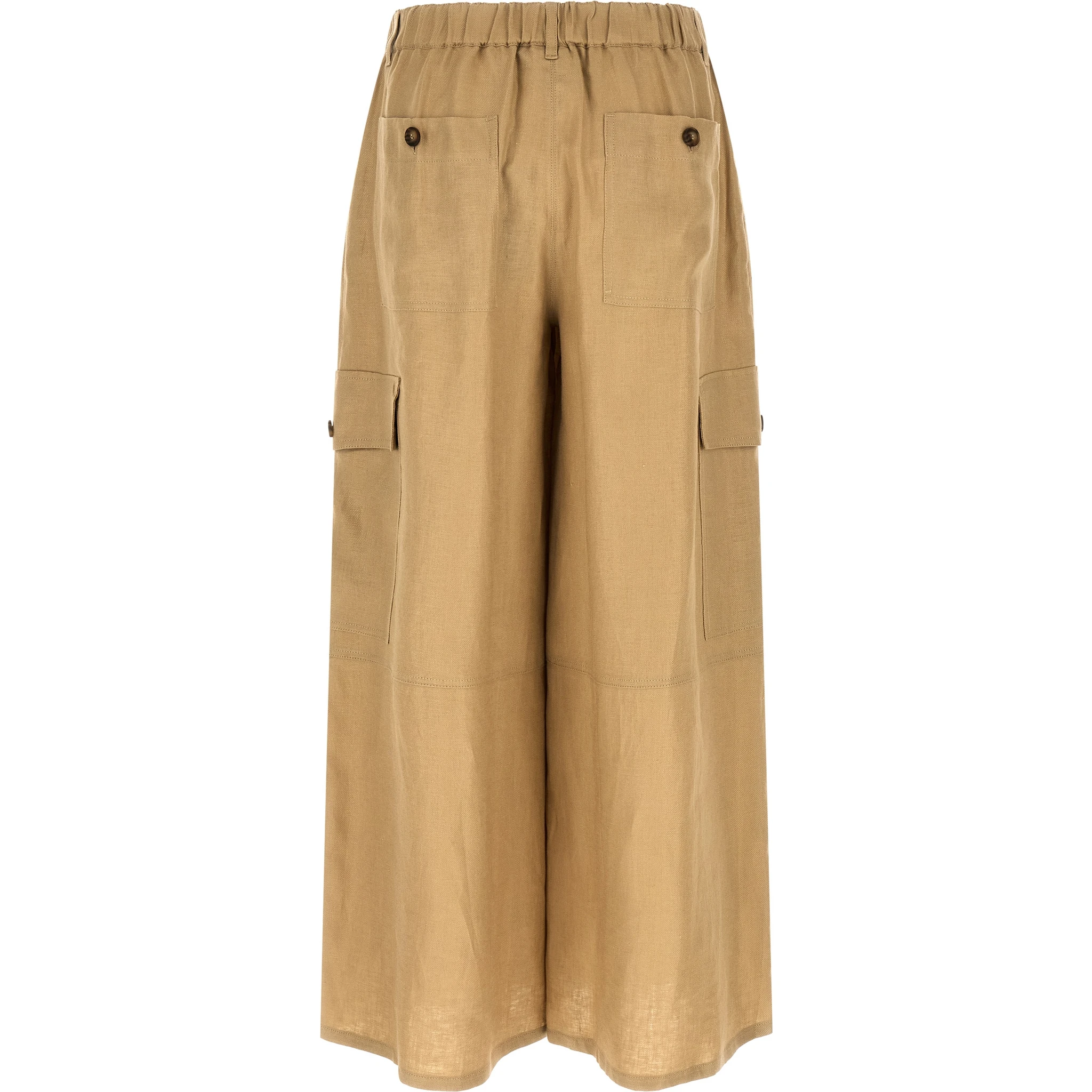 Beige Linen Cargo Pants