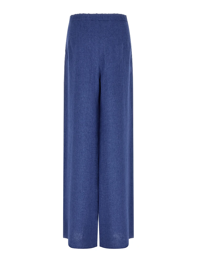 Blue Linen Casual Pants