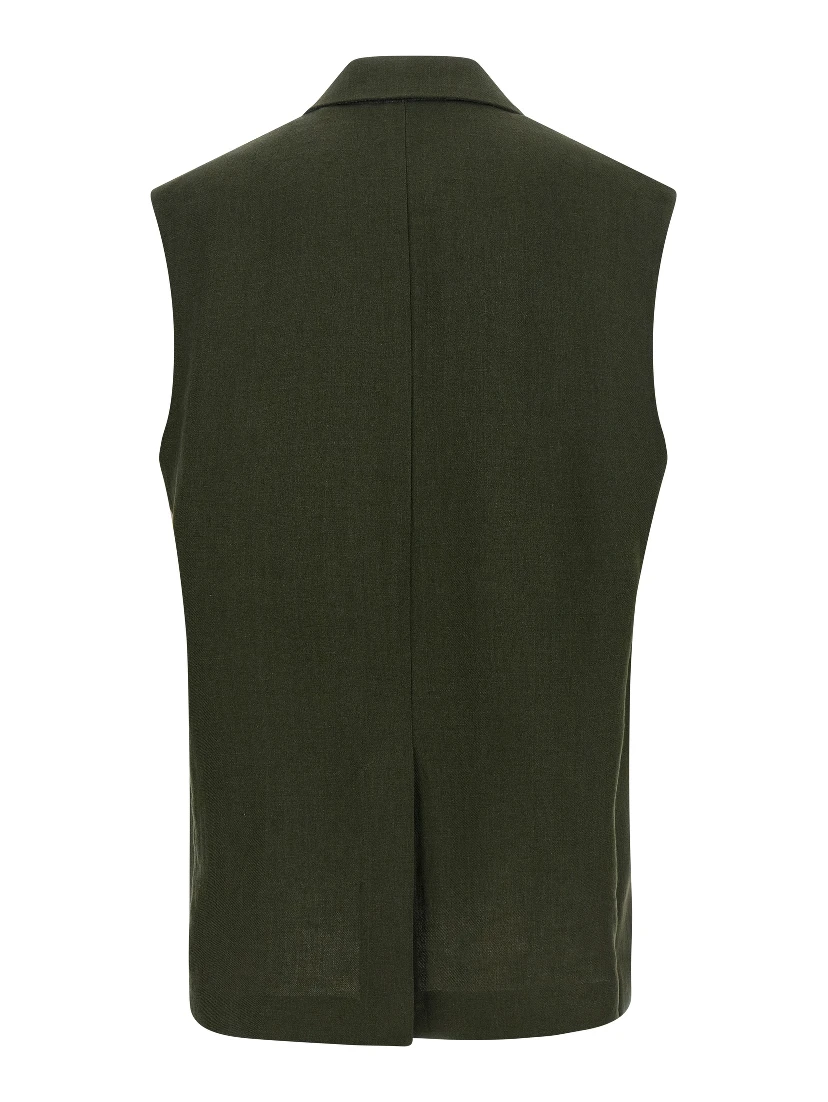 Bicolor Linen Sleeveless Jacket