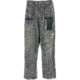 Blue Cotton Tapered Jeans
