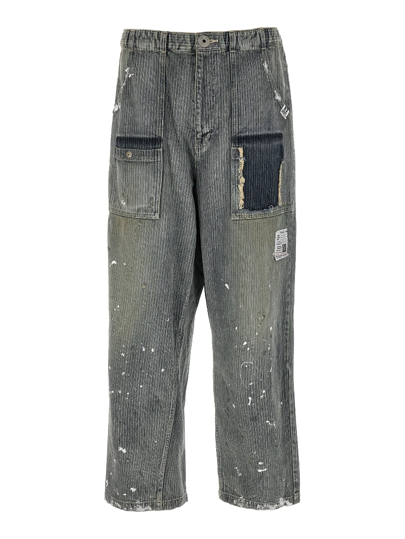 Blue Cotton Tapered Jeans