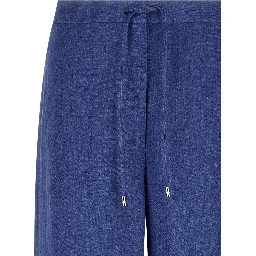 Blue Linen Casual Pants