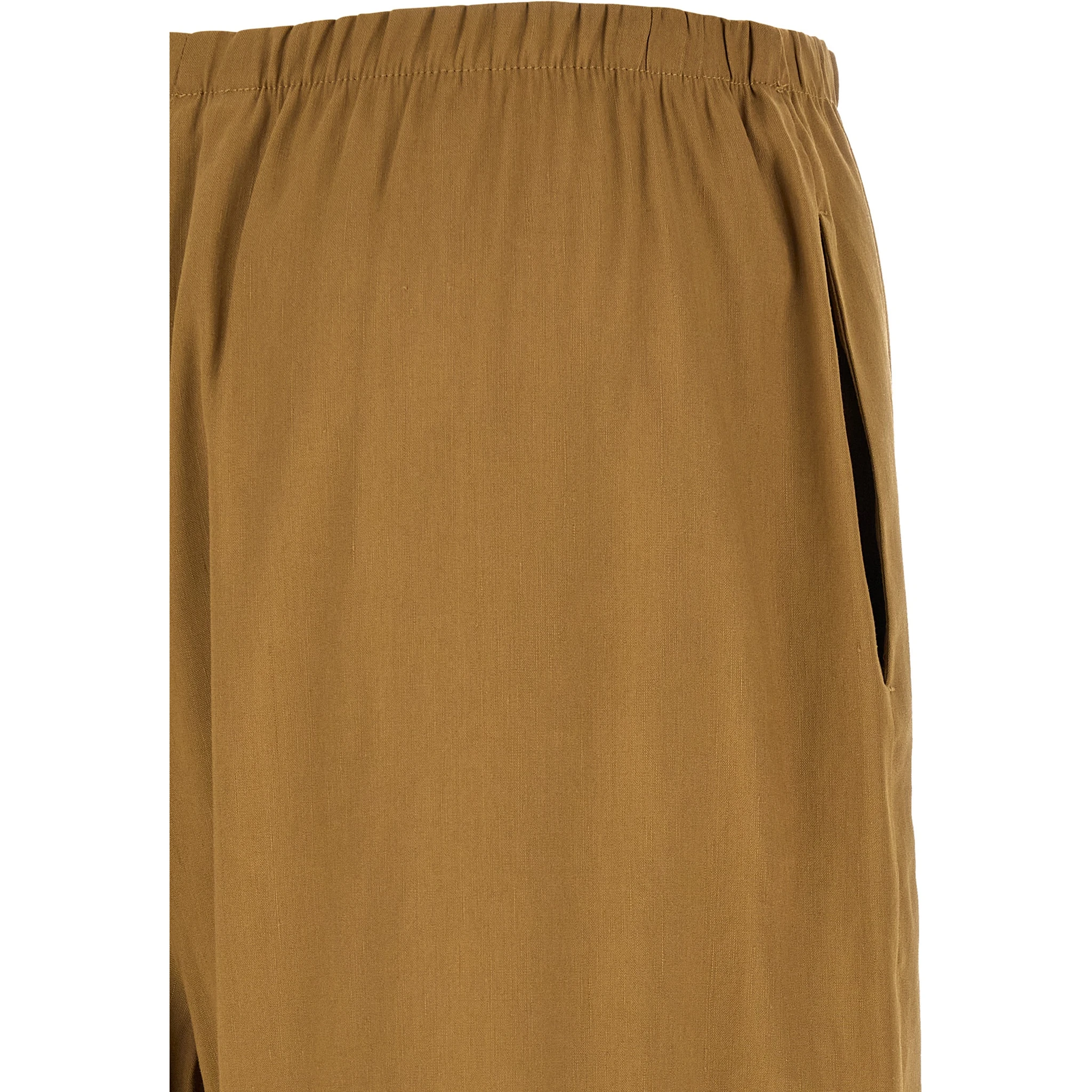 Beige Linen Casual Pants