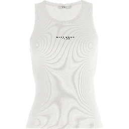 White Cotton Sleeveles T-Shirt