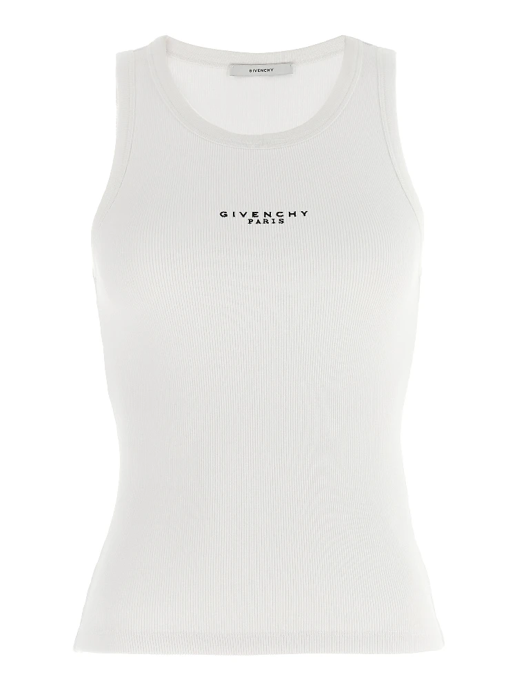 White Cotton Sleeveles T-Shirt