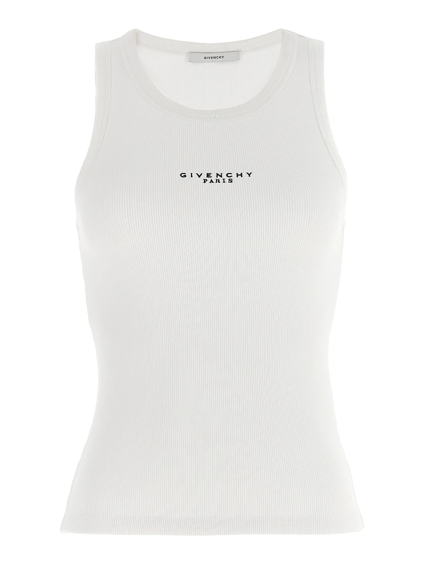 White Cotton Sleeveles T-Shirt