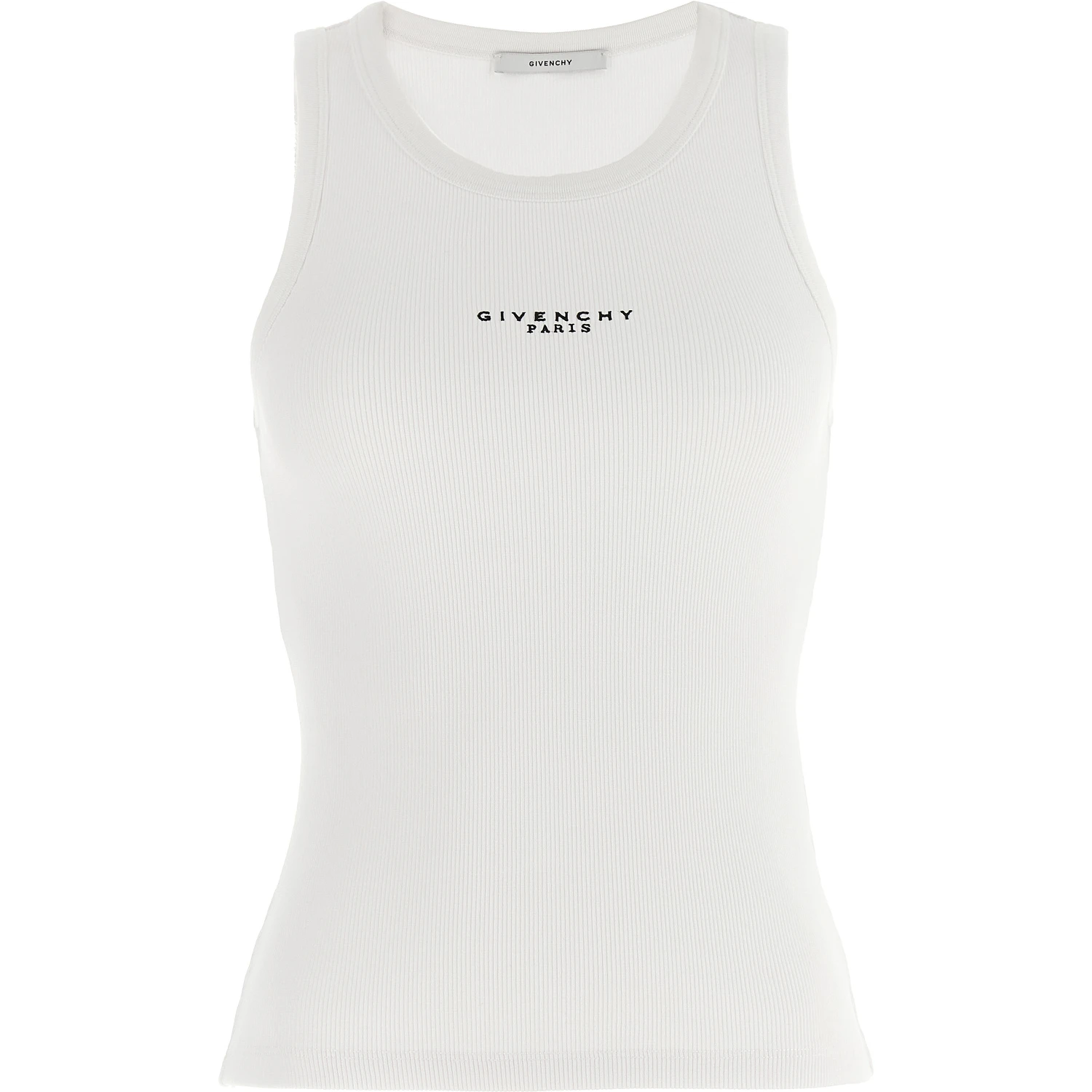 White Cotton Sleeveles T-Shirt