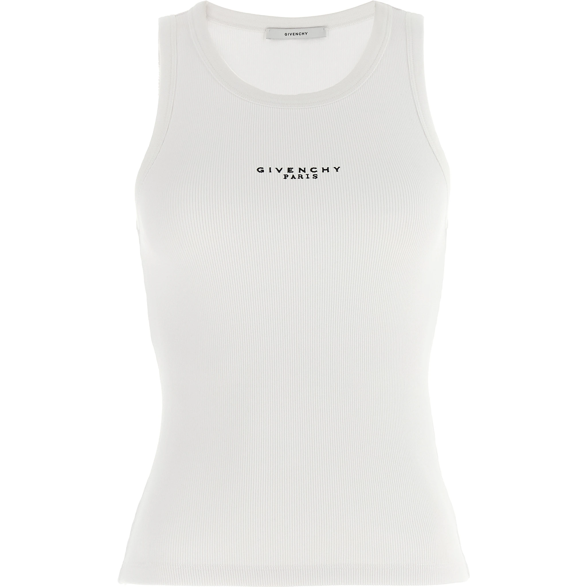 White Cotton Sleeveles T-Shirt