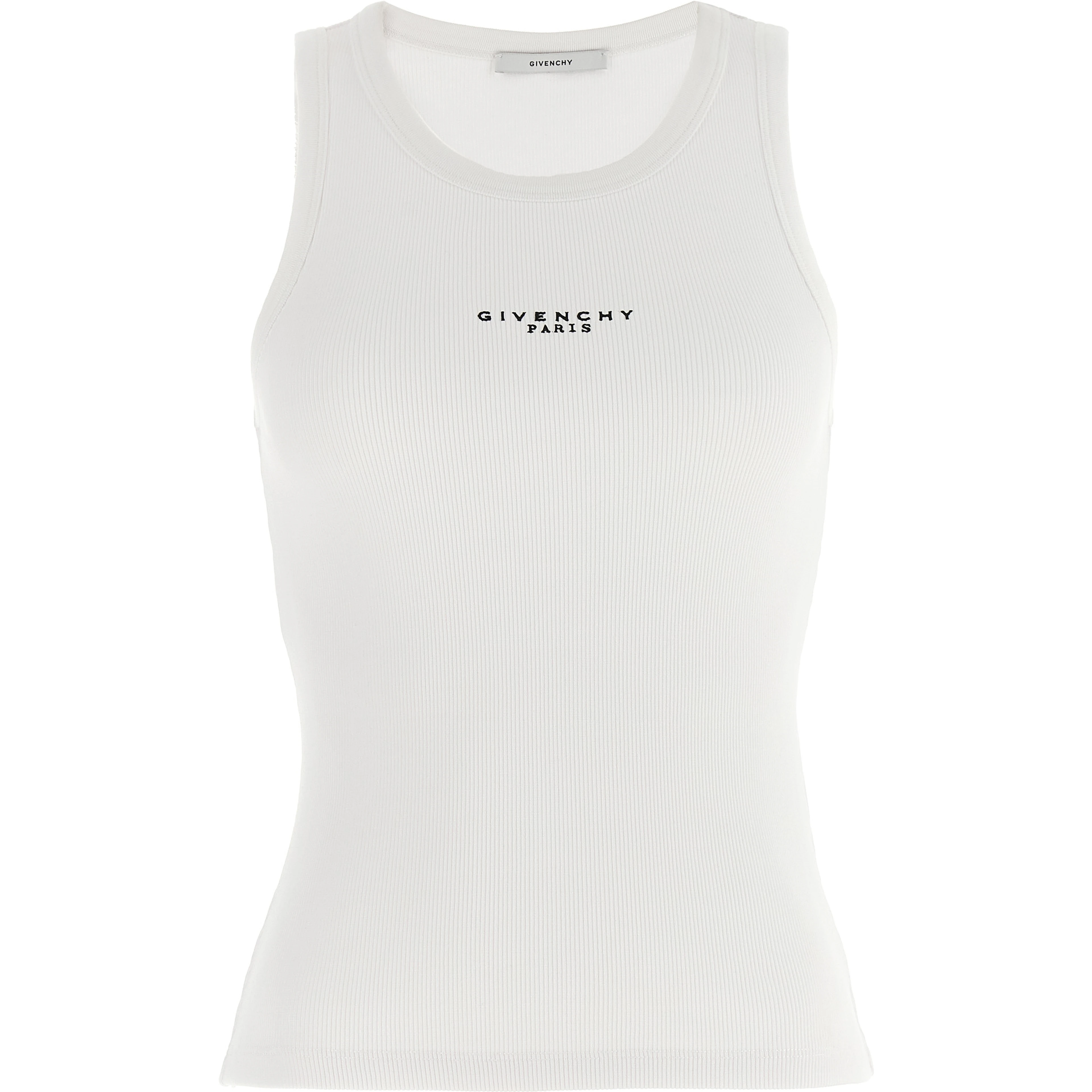 White Cotton Sleeveles T-Shirt