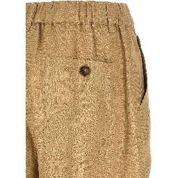 Beige Linen Cargo Pants