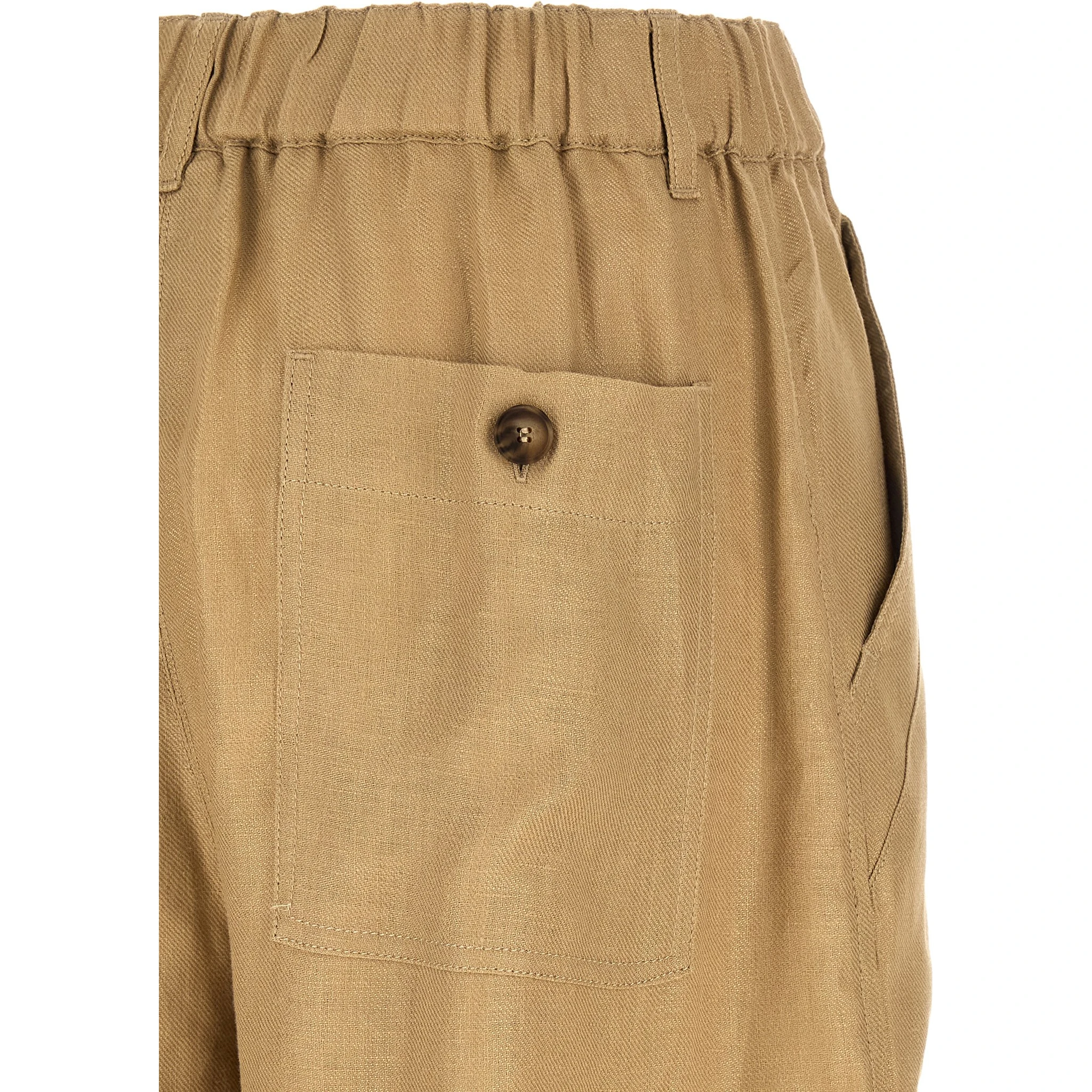 Beige Linen Cargo Pants
