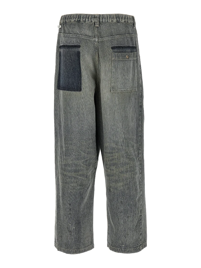 Blue Cotton Tapered Jeans