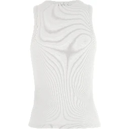 White Cotton Sleeveles T-Shirt