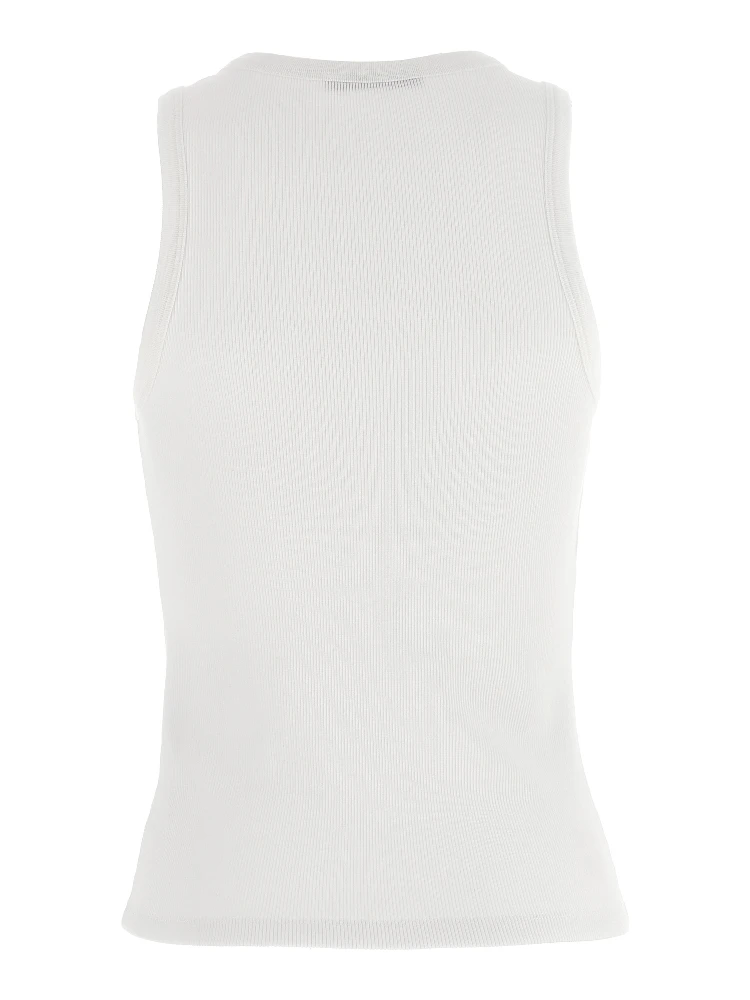 White Cotton Sleeveles T-Shirt alternative