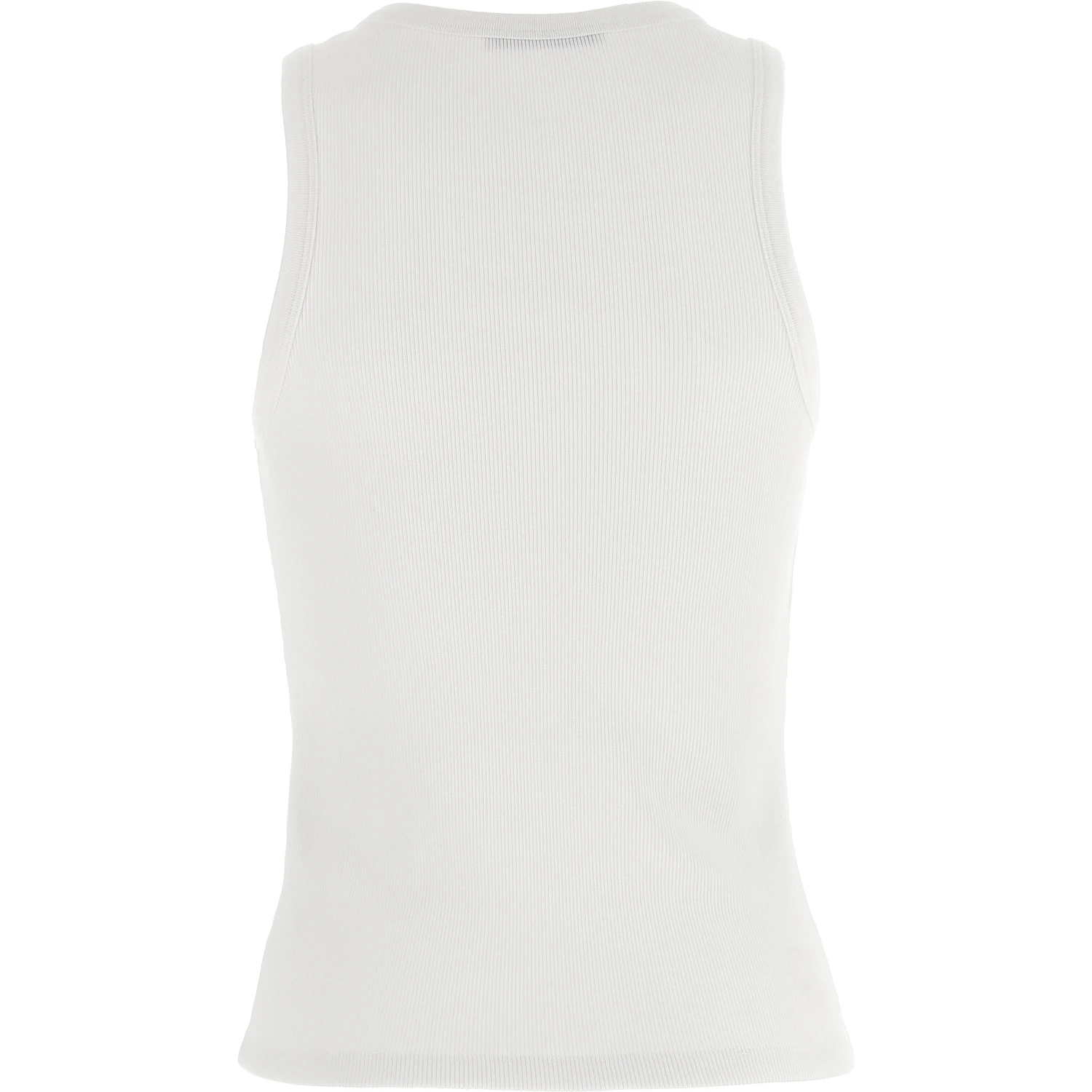 White Cotton Sleeveles T-Shirt