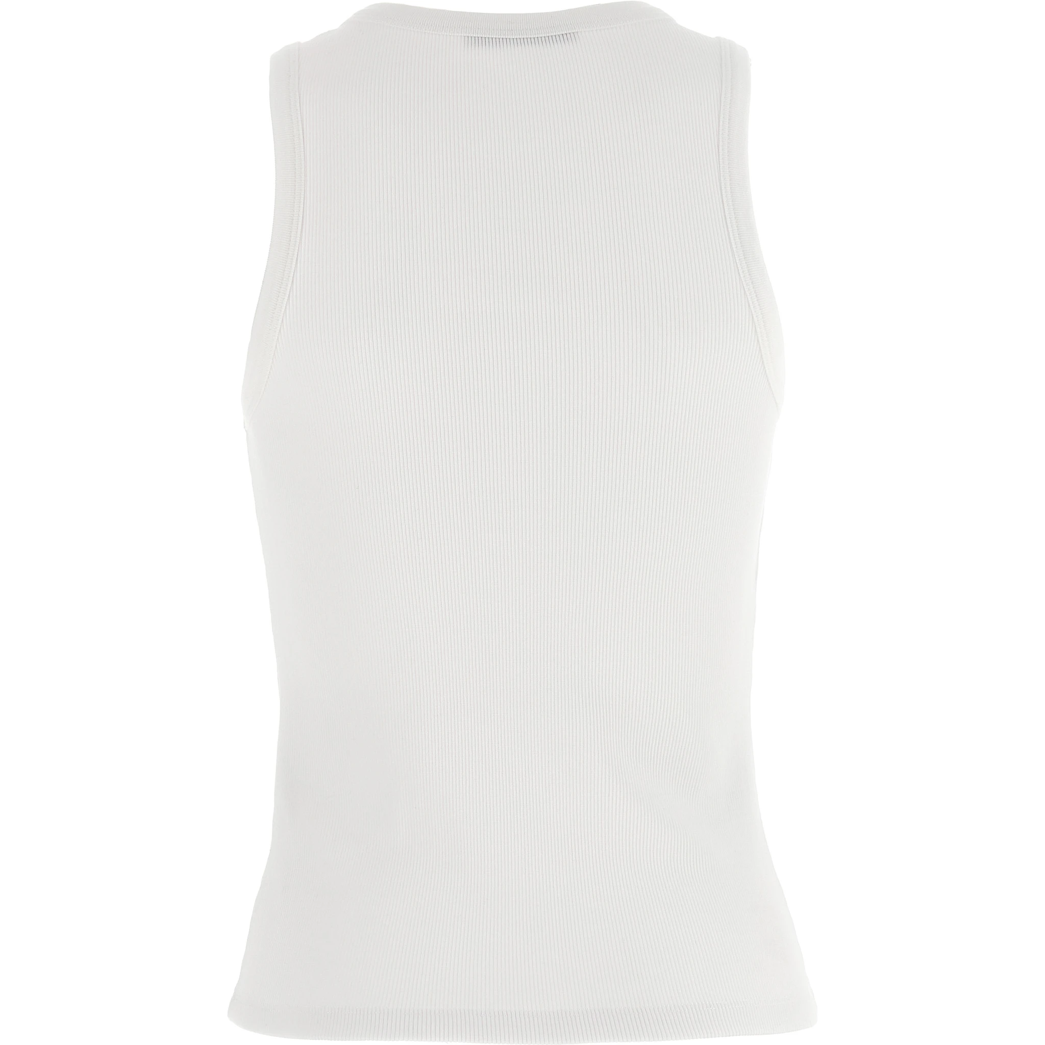White Cotton Sleeveles T-Shirt
