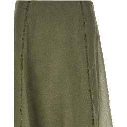 Bicolor Silk Midi Skirt