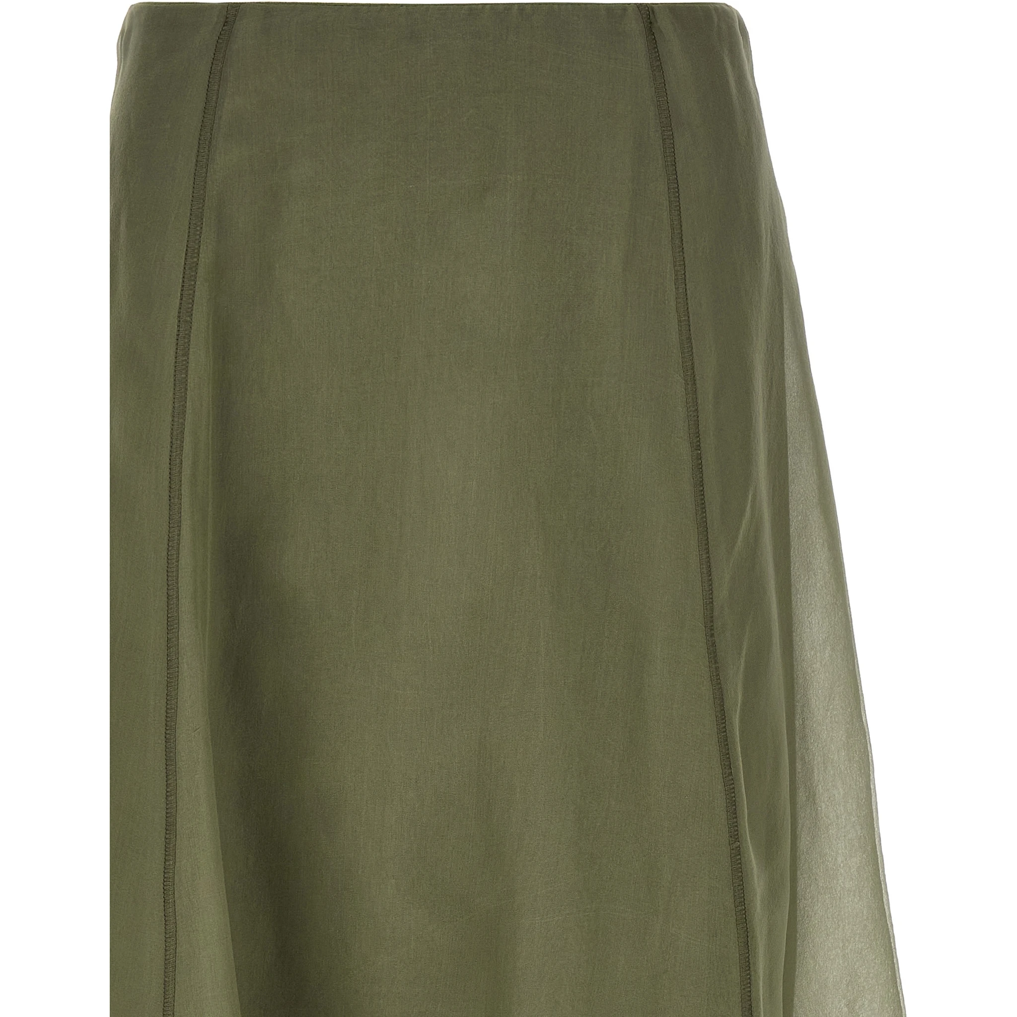 Bicolor Silk Midi Skirt