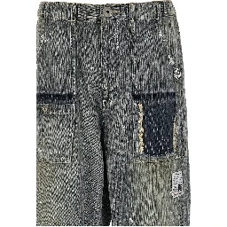 Blue Cotton Tapered Jeans