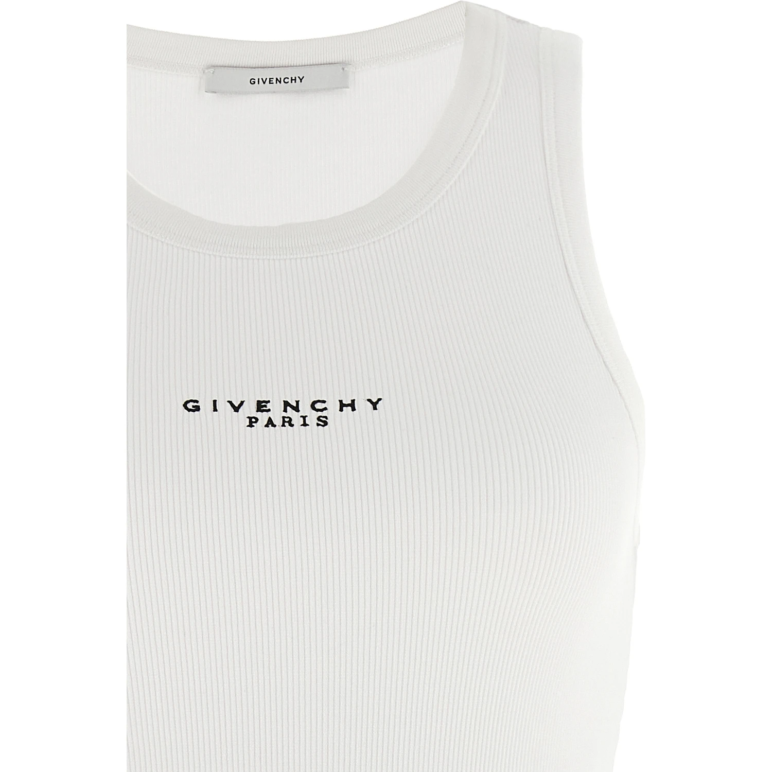 White Cotton Sleeveles T-Shirt