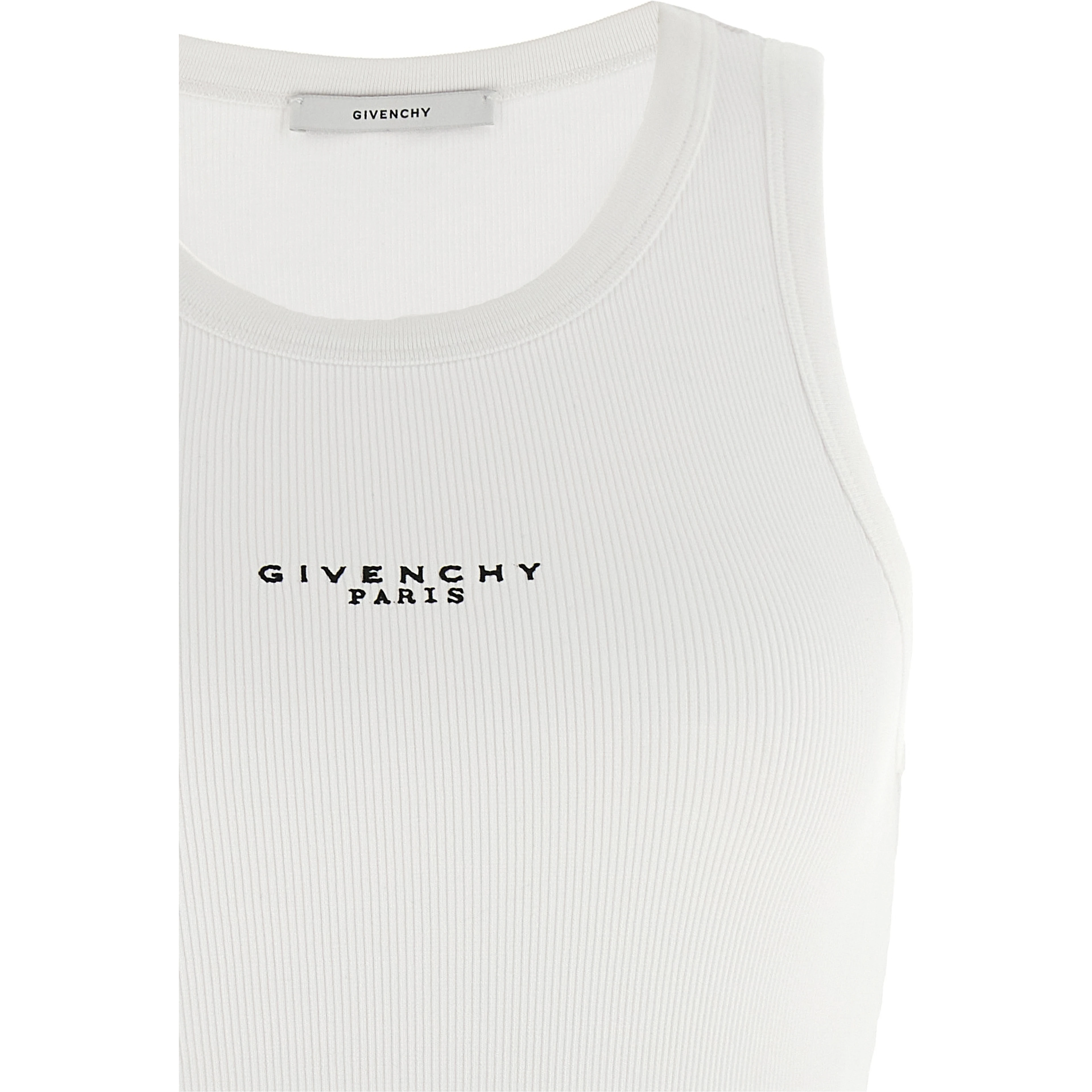 White Cotton Sleeveles T-Shirt