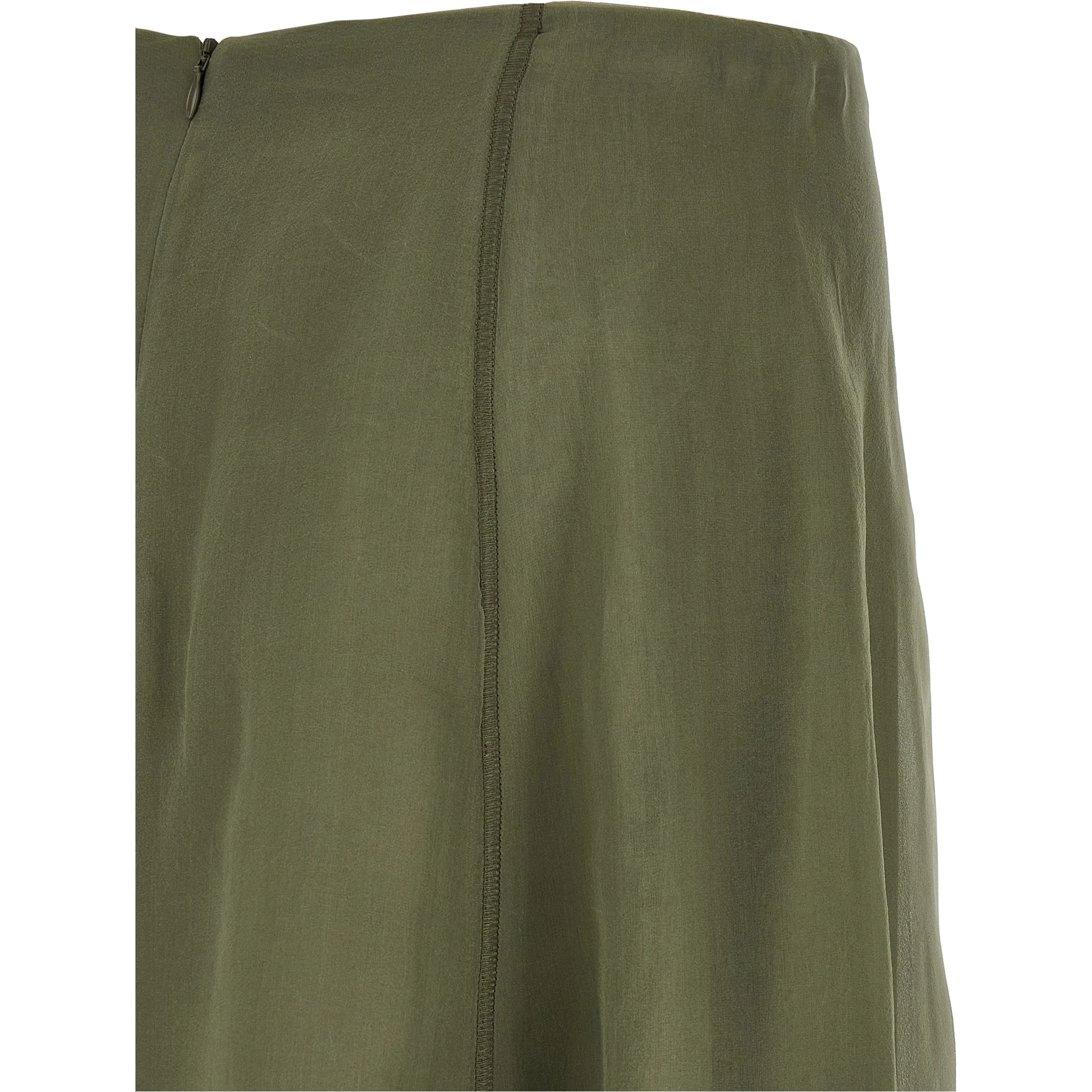Bicolor Silk Midi Skirt