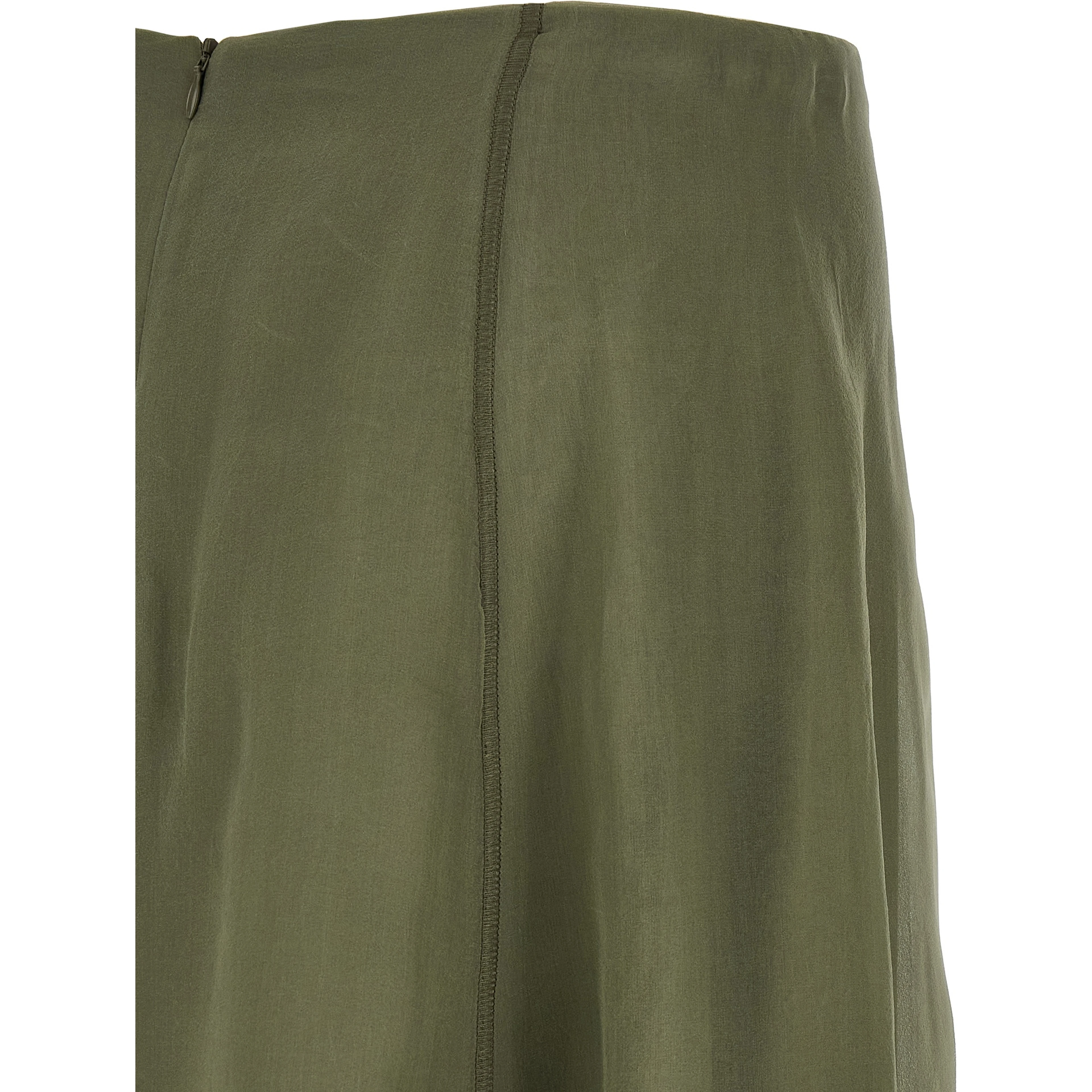 Bicolor Silk Midi Skirt