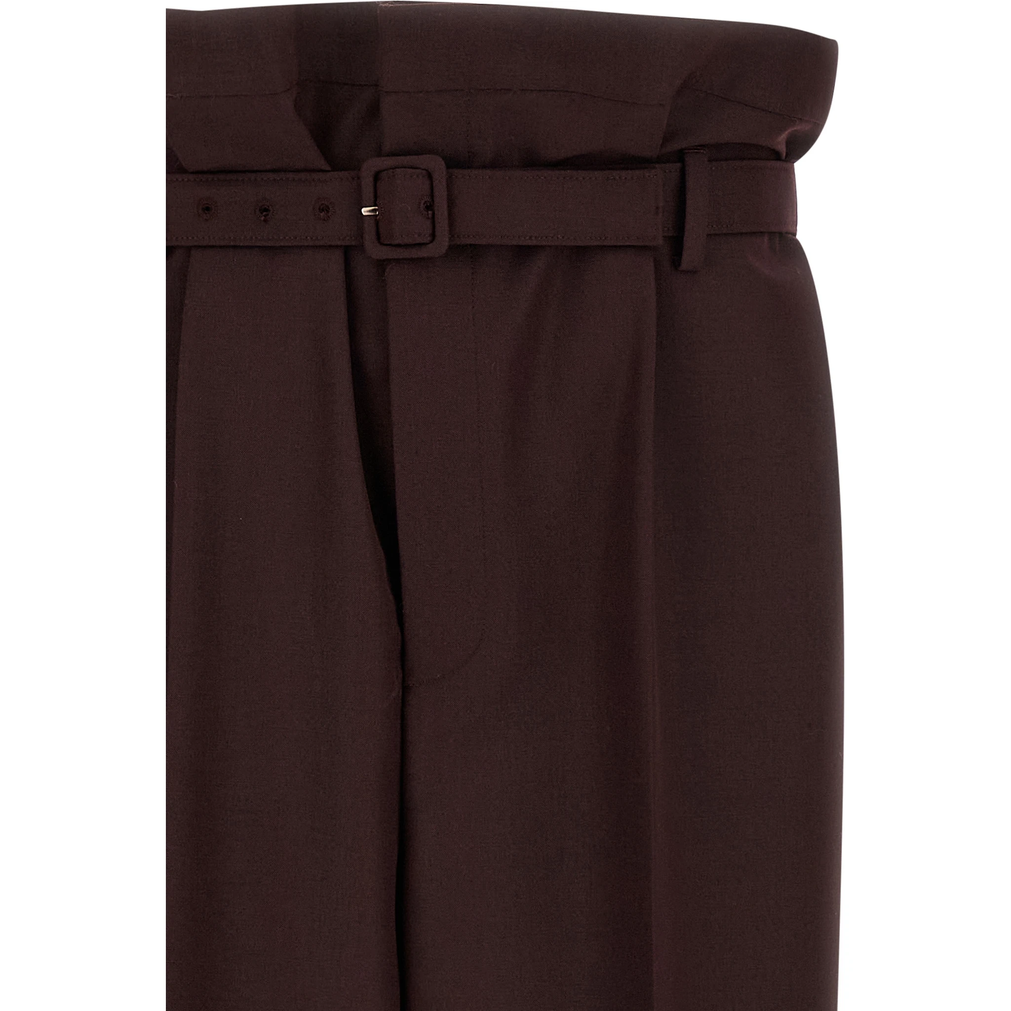 Purple Wool Casual Pants