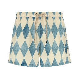 Blue Polyester Swim Shorts
