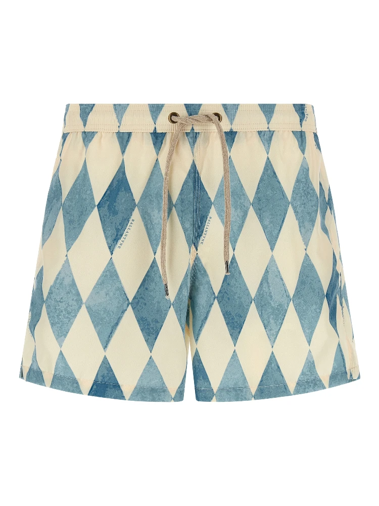 Blue Polyester Swim Shorts
