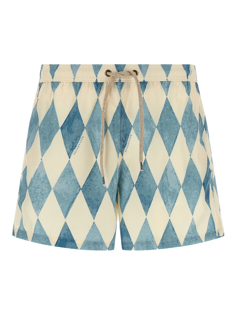 Blue Polyester Swim Shorts