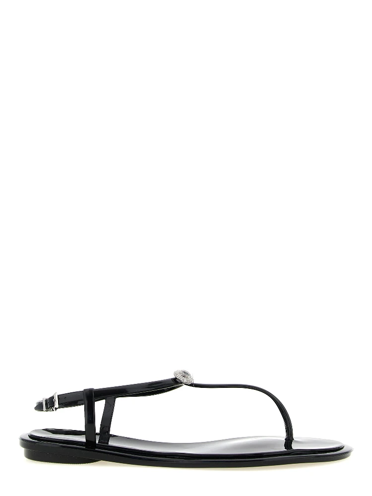 Black Pvc Flat Sandals