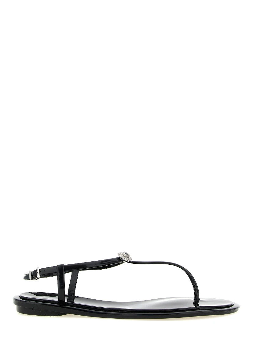Black Pvc Flat Sandals