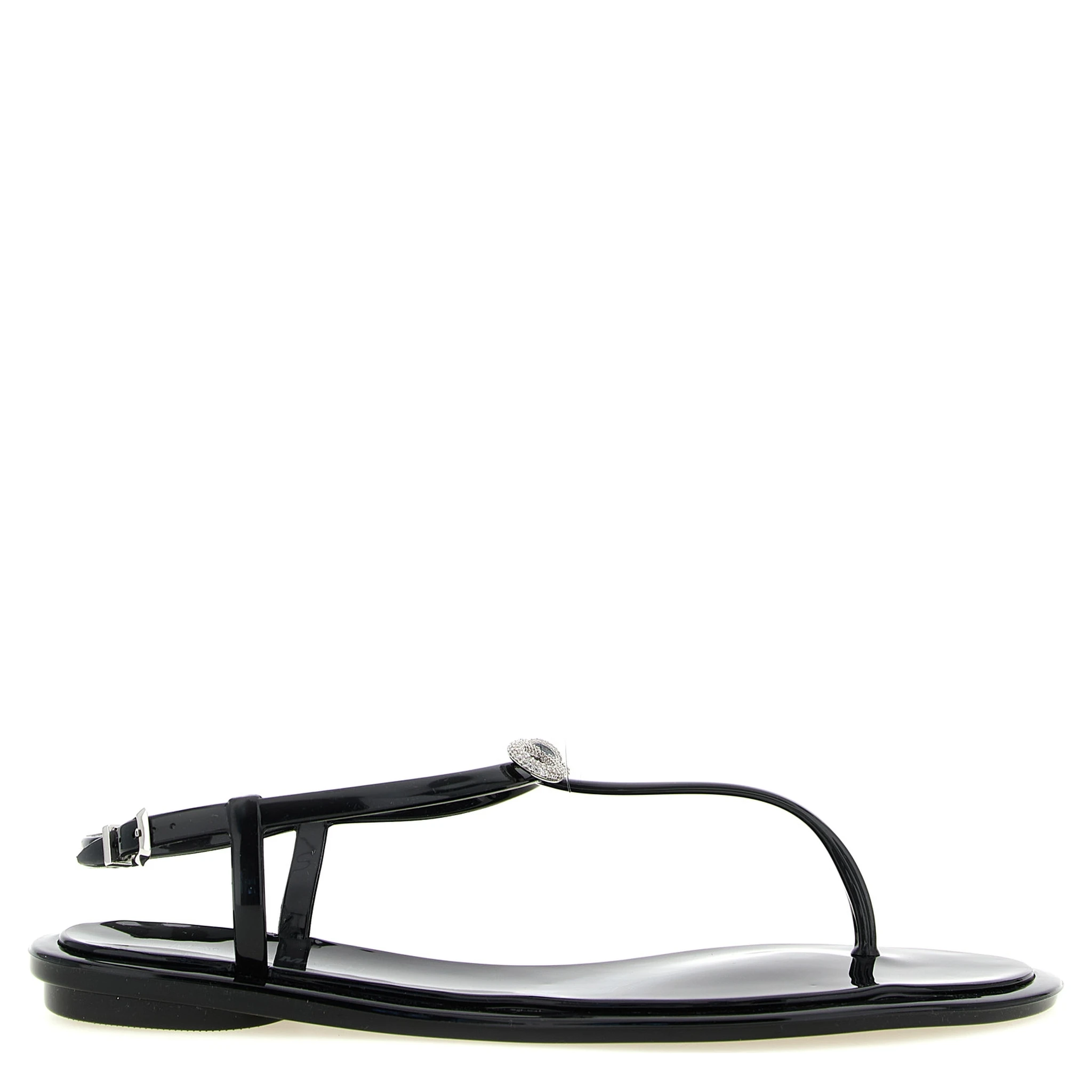 Black Pvc Flat Sandals