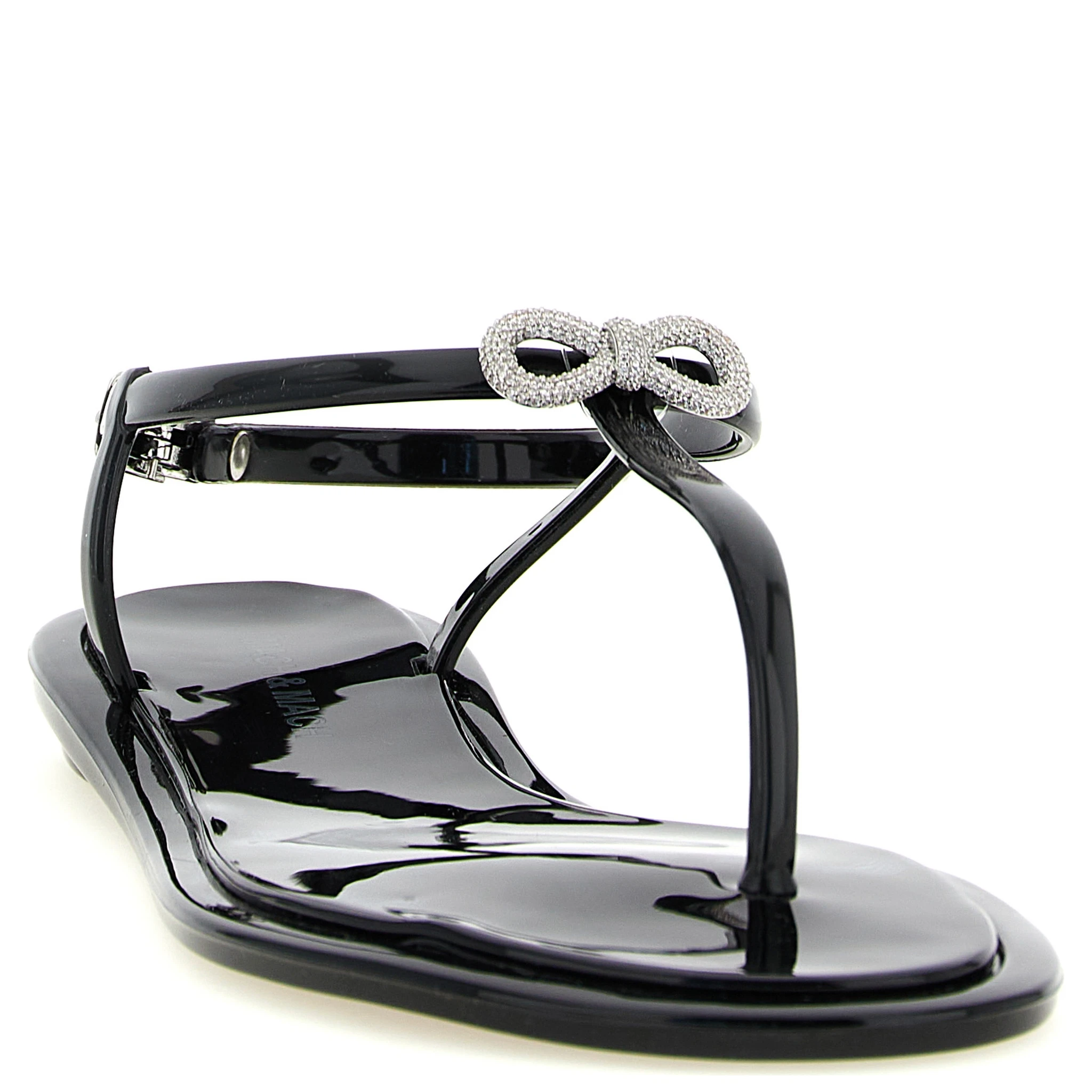 Black Pvc Flat Sandals